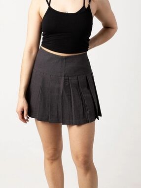 Noisy May XS Charcoal Pleated Mini Skirt 2 4 Schoolgirl Academia Small